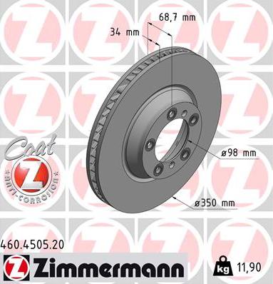 Zimmermann 460.4505.20 - Гальмівний диск autozip.com.ua
