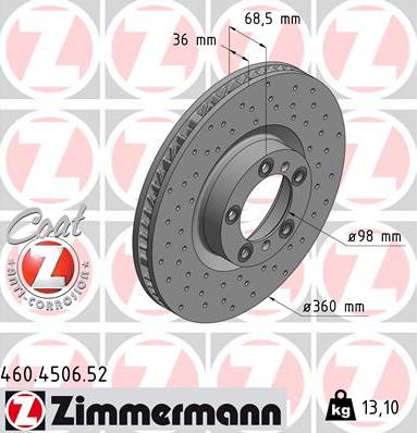 Zimmermann 460.4506.52 - Гальмівний диск autozip.com.ua