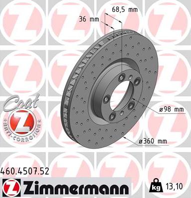 Zimmermann 460.4507.52 - Гальмівний диск autozip.com.ua