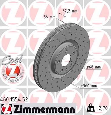 Zimmermann 460.1554.52 - Гальмівний диск autozip.com.ua