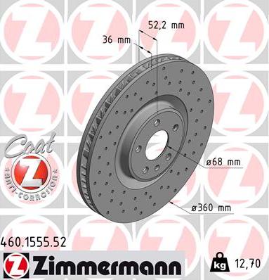 Zimmermann 460.1555.52 - Гальмівний диск autozip.com.ua