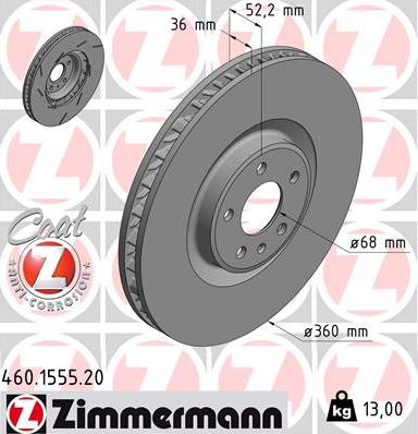 Zimmermann 460.1555.20 - Гальмівний диск autozip.com.ua