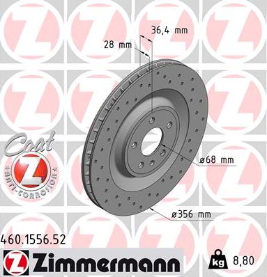 Zimmermann 460.1556.52 - Гальмівний диск autozip.com.ua
