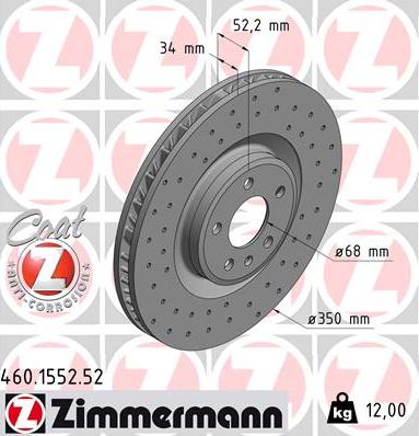 Zimmermann 460.1552.52 - Гальмівний диск autozip.com.ua