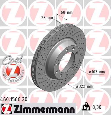 Zimmermann 460.1566.20 - Гальмівний диск autozip.com.ua