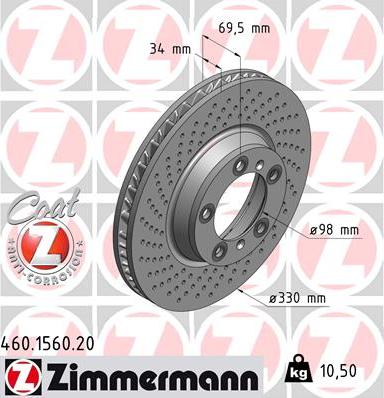 Zimmermann 460.1560.20 - Гальмівний диск autozip.com.ua