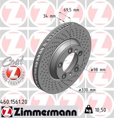 Zimmermann 460.1561.20 - Гальмівний диск autozip.com.ua