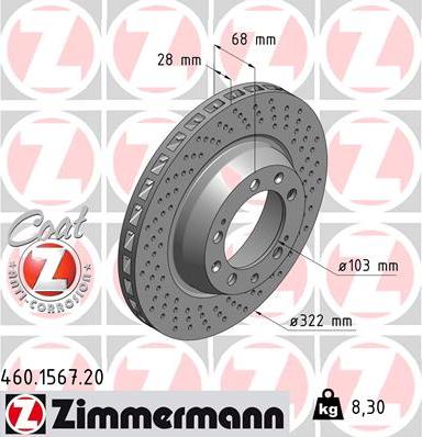 Zimmermann 460.1567.20 - Гальмівний диск autozip.com.ua