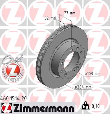 Zimmermann 460.1514.20 - Гальмівний диск autozip.com.ua