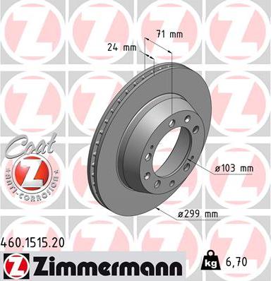 Zimmermann 460.1515.20 - Гальмівний диск autozip.com.ua