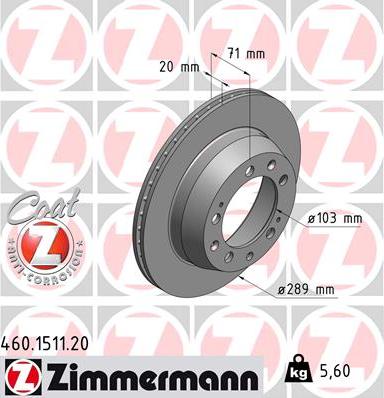 Zimmermann 460.1511.20 - Гальмівний диск autozip.com.ua