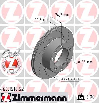 Zimmermann 460.1518.52 - Гальмівний диск autozip.com.ua