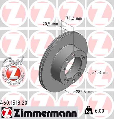 Zimmermann 460.1518.20 - Гальмівний диск autozip.com.ua