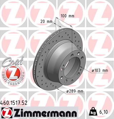 Zimmermann 460.1517.52 - Гальмівний диск autozip.com.ua