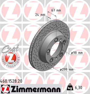 Zimmermann 460.1528.20 - Гальмівний диск autozip.com.ua