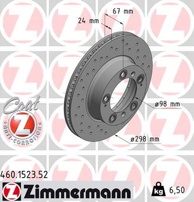 Zimmermann 460.1523.52 - Гальмівний диск autozip.com.ua