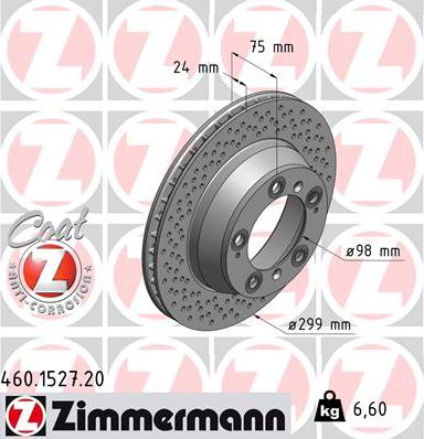 Zimmermann 460.1527.20 - Гальмівний диск autozip.com.ua
