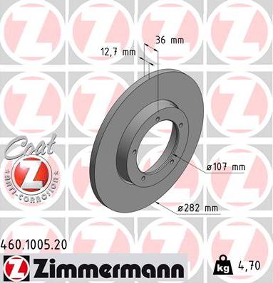 Zimmermann 460.1005.20 - Гальмівний диск autozip.com.ua