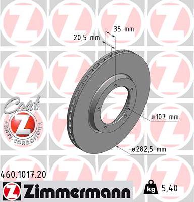 Zimmermann 460.1017.20 - Гальмівний диск autozip.com.ua