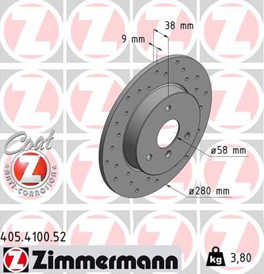 Zimmermann 405.4100.52 - Гальмівний диск autozip.com.ua