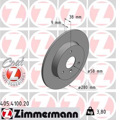 Zimmermann 405.4100.20 - Гальмівний диск autozip.com.ua