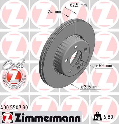 Zimmermann 400.5507.30 - Гальмівний диск autozip.com.ua