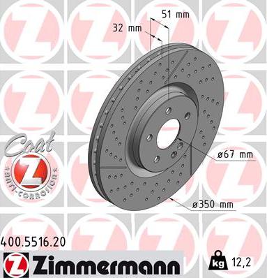 Zimmermann 400.5516.20 - Гальмівний диск autozip.com.ua