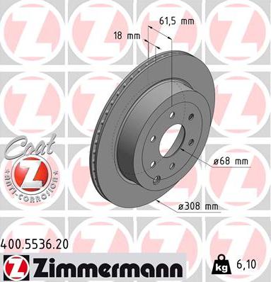 Zimmermann 400.5536.20 - Гальмівний диск autozip.com.ua