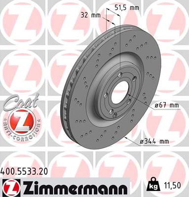 Zimmermann 400.5533.20 - Гальмівний диск autozip.com.ua