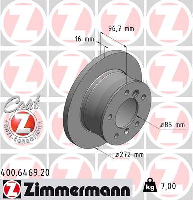 Zimmermann 400.6469.20 - Гальмівний диск autozip.com.ua