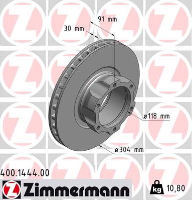 Zimmermann 400.1444.00 - Гальмівний диск autozip.com.ua