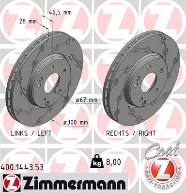 Zimmermann 400.1443.53 - Гальмівний диск autozip.com.ua