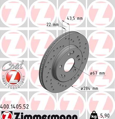 Zimmermann 400.1405.52 - Гальмівний диск autozip.com.ua