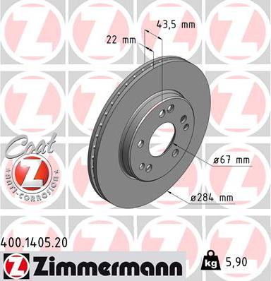 Zimmermann 400.1405.20 - Гальмівний диск autozip.com.ua