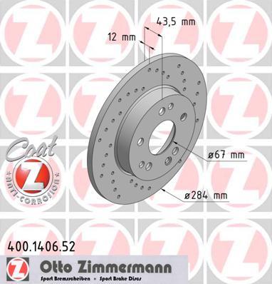 Zimmermann 400.1406.52 - Гальмівний диск autozip.com.ua