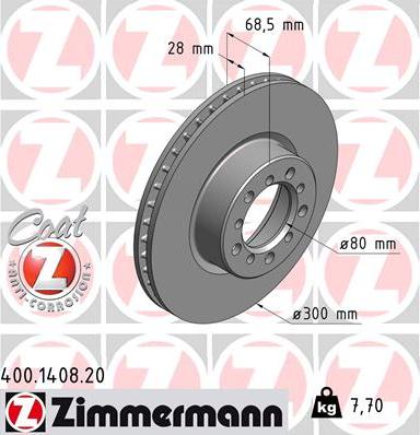 Zimmermann 400.1408.20 - Гальмівний диск autozip.com.ua