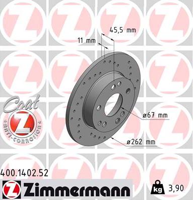Zimmermann 400.1402.52 - Гальмівний диск autozip.com.ua