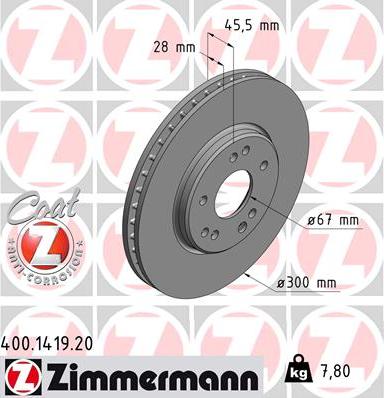 Zimmermann 400.1419.20 - Гальмівний диск autozip.com.ua