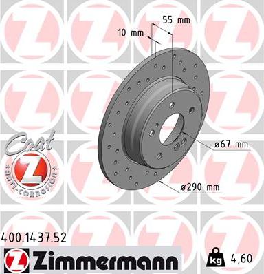 Zimmermann 400.1437.52 - Гальмівний диск autozip.com.ua