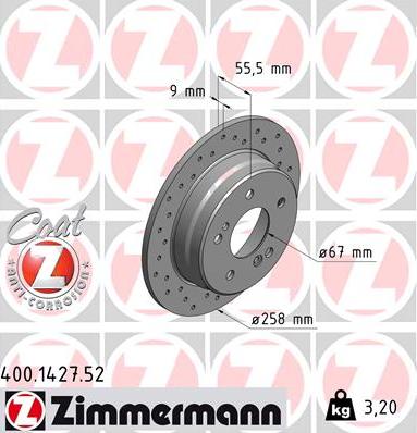 Zimmermann 400.1427.52 - Гальмівний диск autozip.com.ua