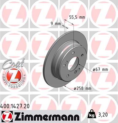 Zimmermann 400.1427.20 - Гальмівний диск autozip.com.ua