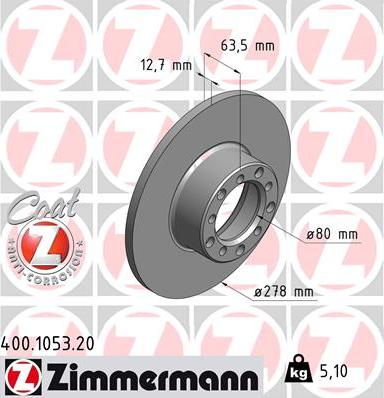 Zimmermann 400.1053.20 - Гальмівний диск autozip.com.ua