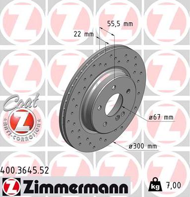 Zimmermann 400.3645.52 - Гальмівний диск autozip.com.ua