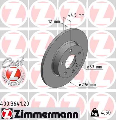 Zimmermann 400.3641.20 - Гальмівний диск autozip.com.ua