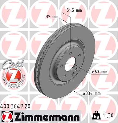 Zimmermann 400.3647.20 - Гальмівний диск autozip.com.ua