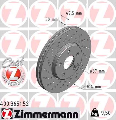 Zimmermann 400.3651.52 - Гальмівний диск autozip.com.ua