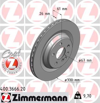 Zimmermann 400.3666.20 - Гальмівний диск autozip.com.ua