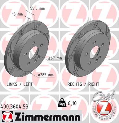 Zimmermann 400.3604.53 - Гальмівний диск autozip.com.ua