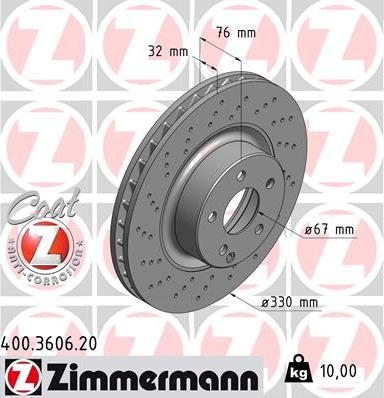 Zimmermann 400.3606.20 - Гальмівний диск autozip.com.ua