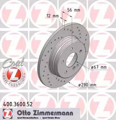 Zimmermann 400.3600.52 - Гальмівний диск autozip.com.ua
